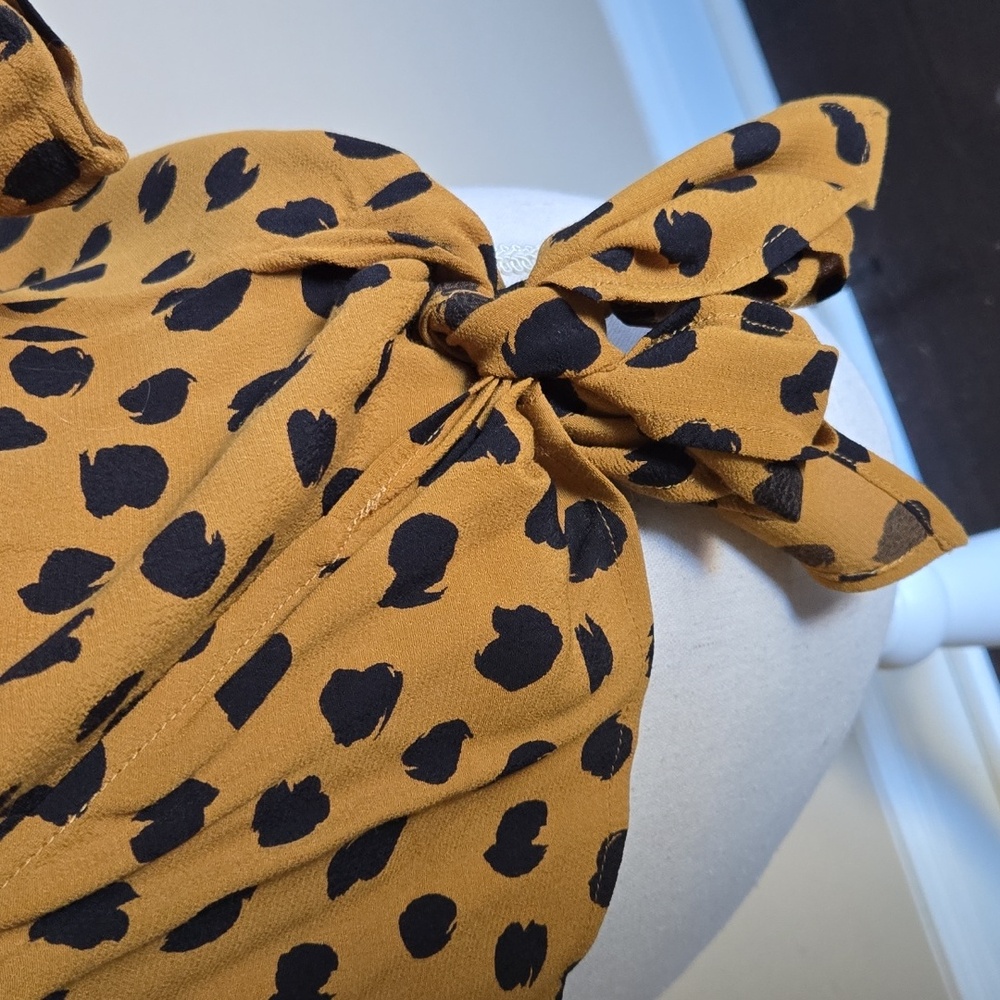 NEW Madewell Animal Sash-Tie Wrap Top in Painted Spots / Polka Dot Blouse - M - Picture 8 of 12